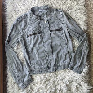 BP Gray Cotton Crop Moto Jacket S